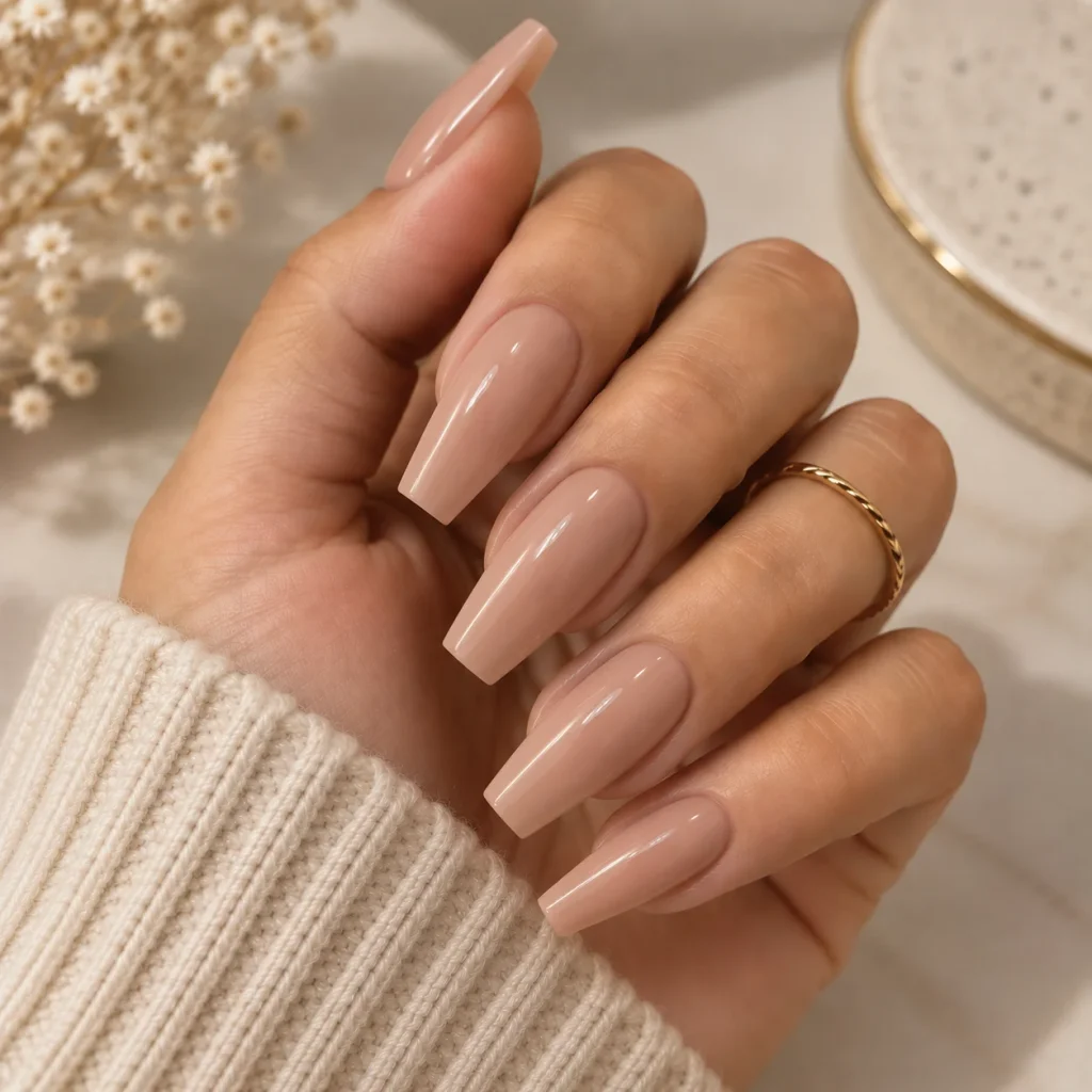 Nude Coffin Nails