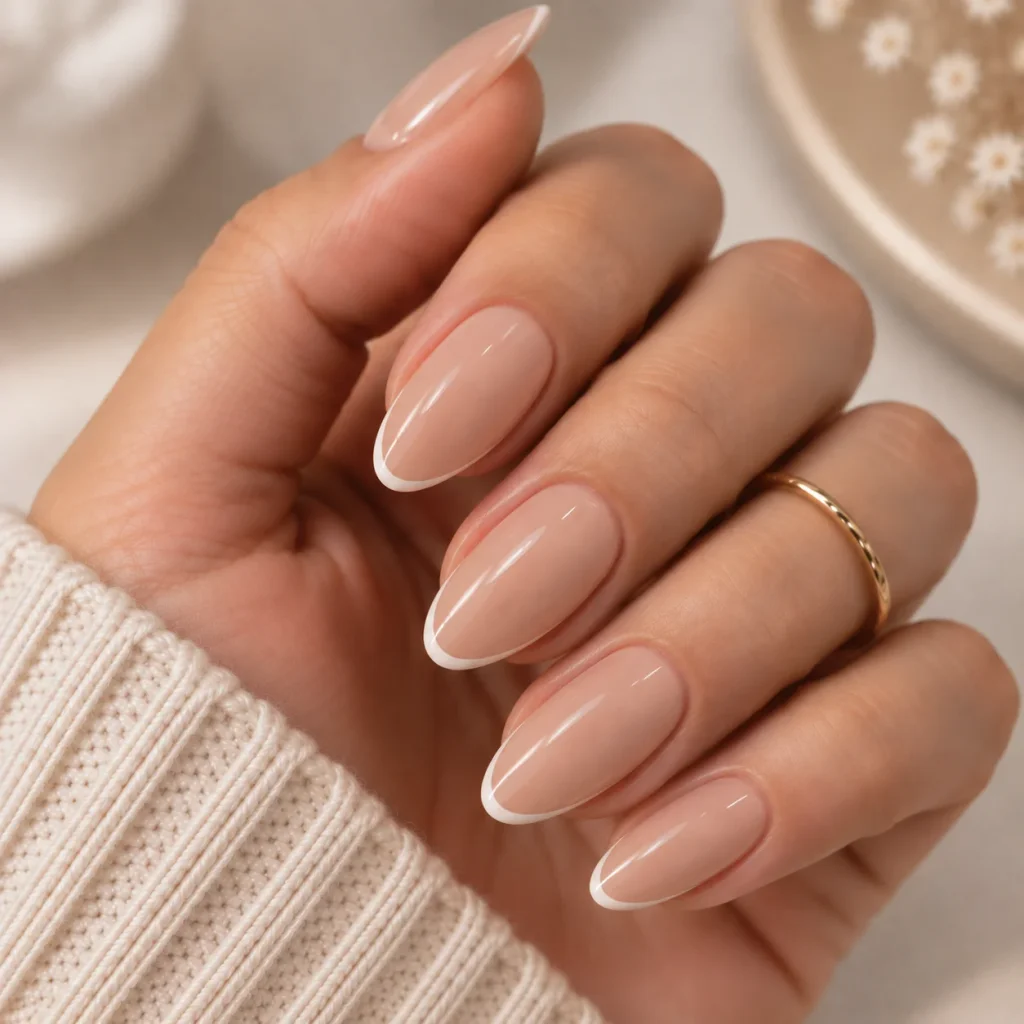 Nude with Micro French Tips
