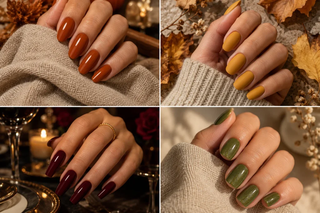 Olive Green Thanksgiving Nails