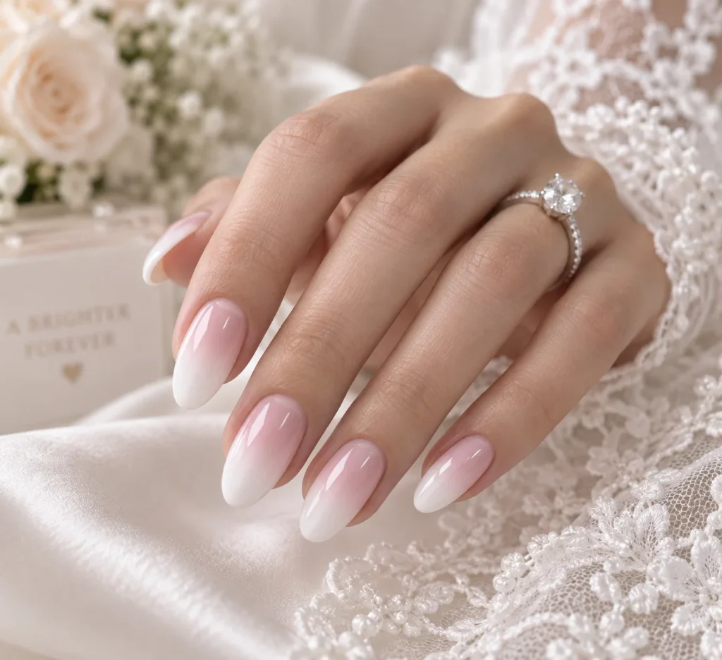 Ombre Fade Wedding Nails