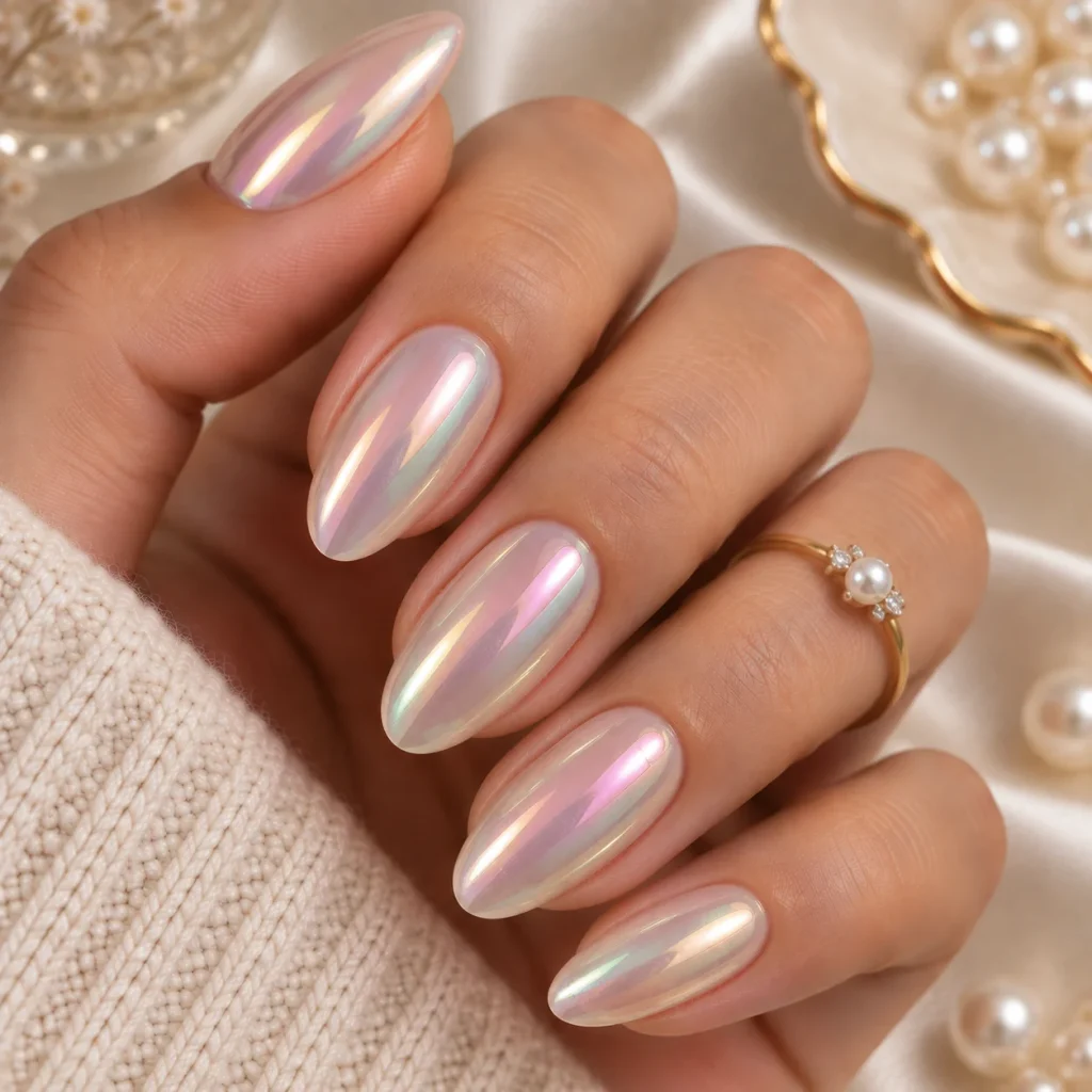 Pearl Chrome Nails