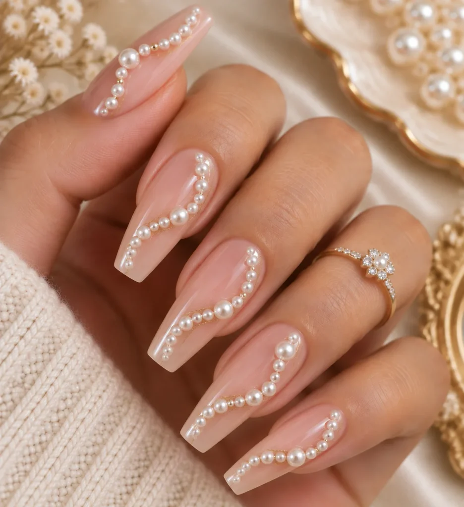 Pearl Necklace Nails