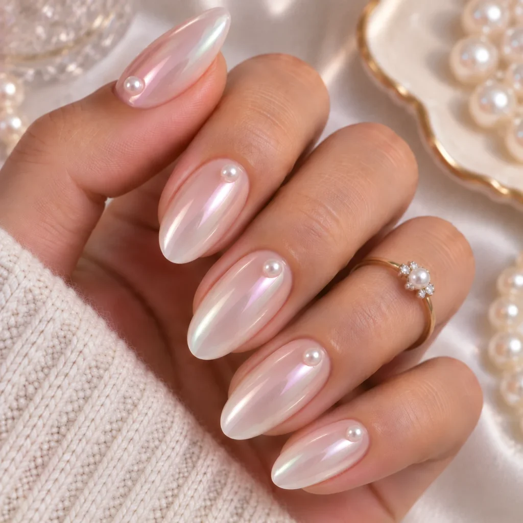 Pearl and Glazed Donut Nails