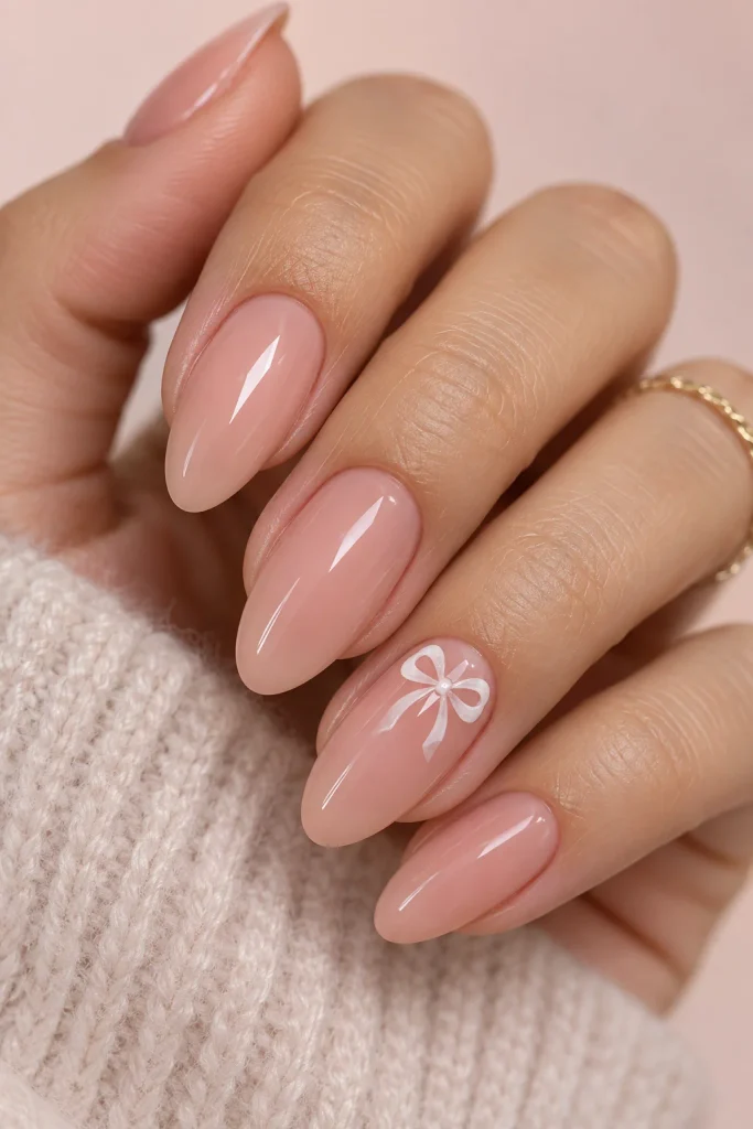 Pink Bow Accent Coquette Nails