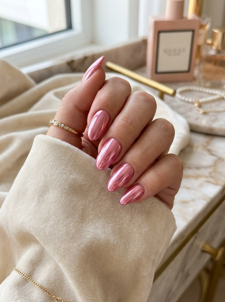 Pink Chrome Nails