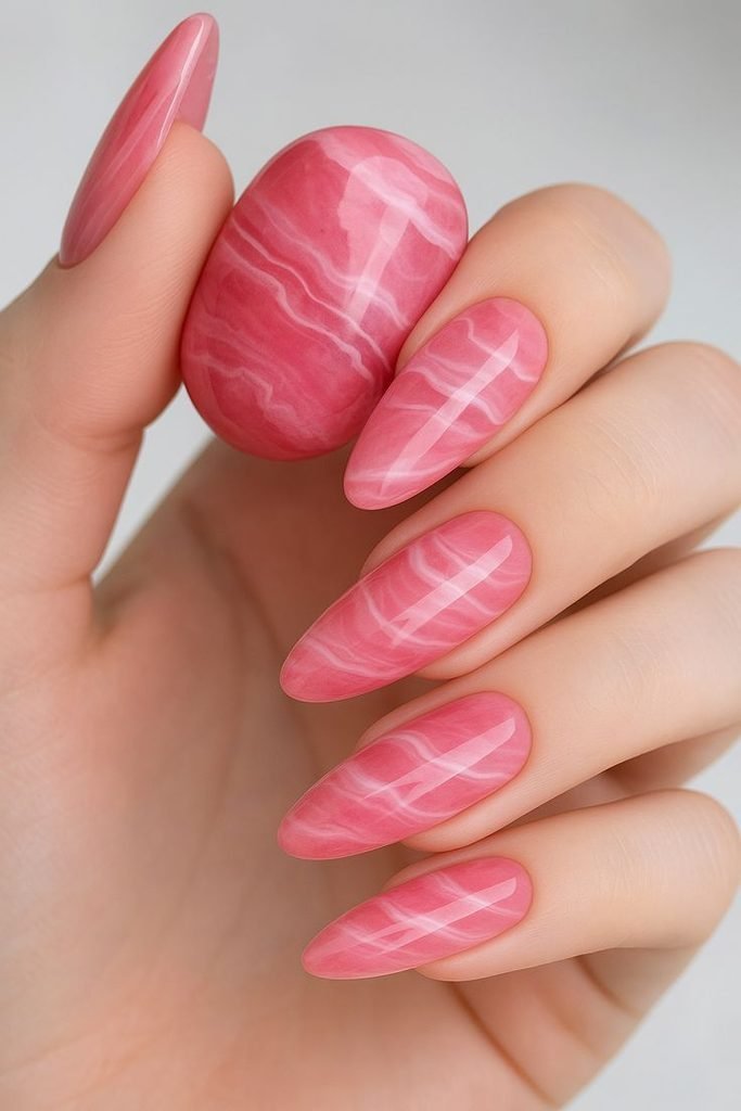 Pink Marble Nails