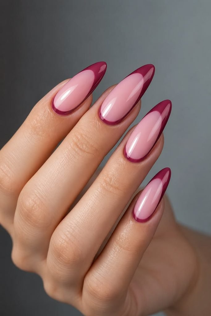 Pink and Burgundy Half-Moons