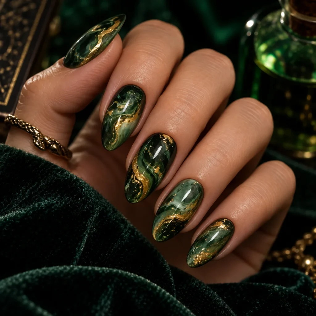Polyjuice Potion Swirl Harry Potter Nails