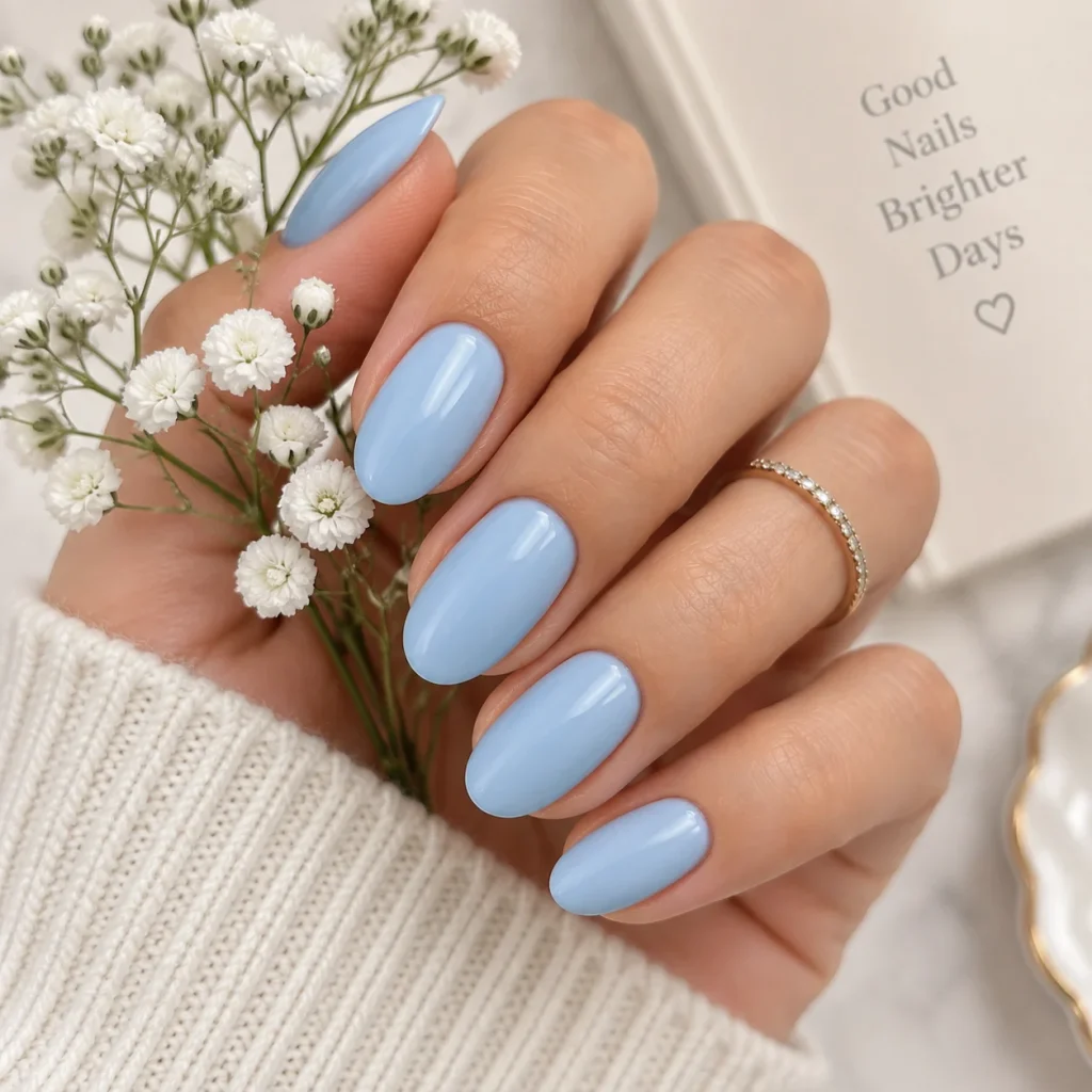 Powder Blue Oval Nails