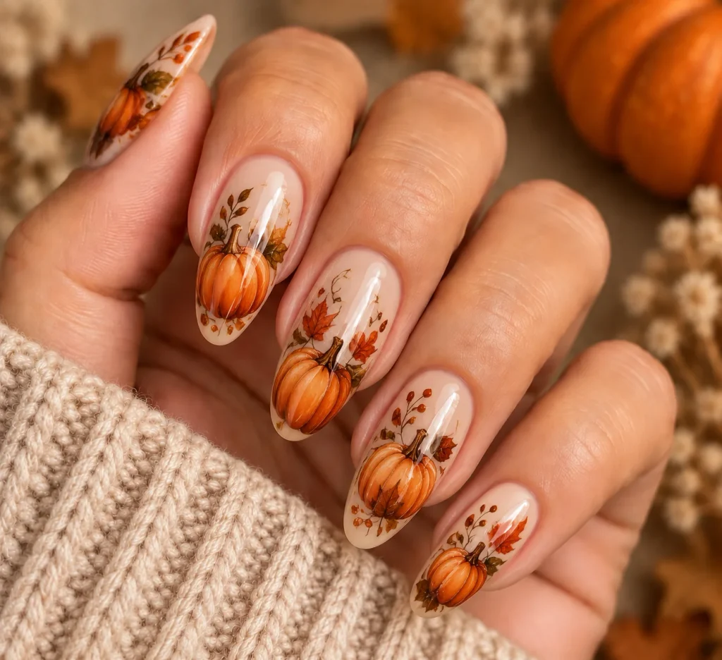 Pumpkin Nails Decal Look