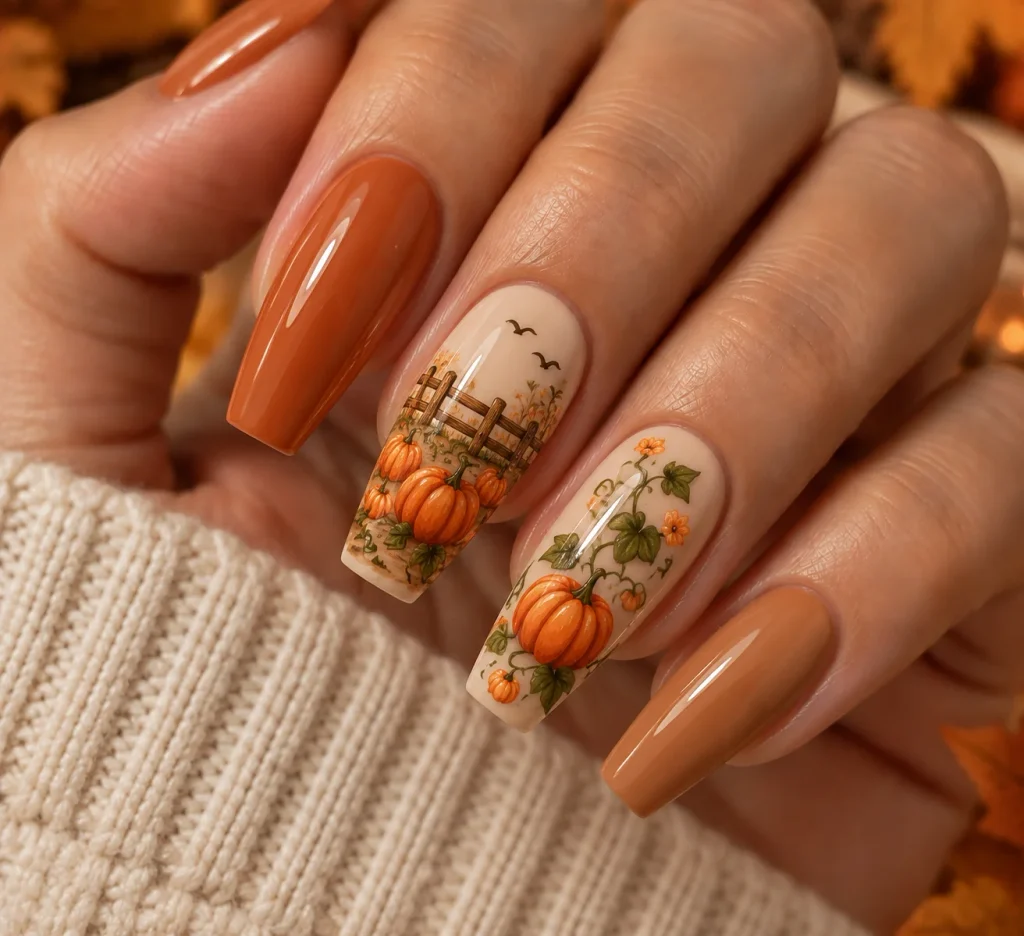 Pumpkin Patch Scenery Nails