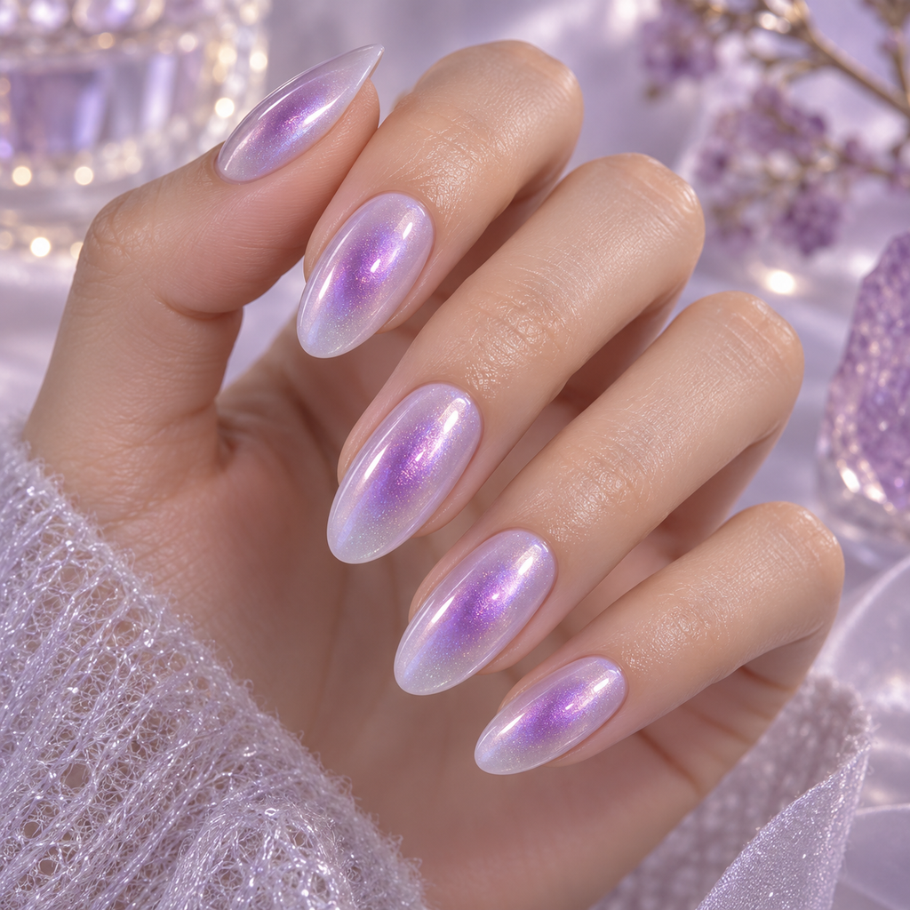  Purple Chrome Aura Nails
