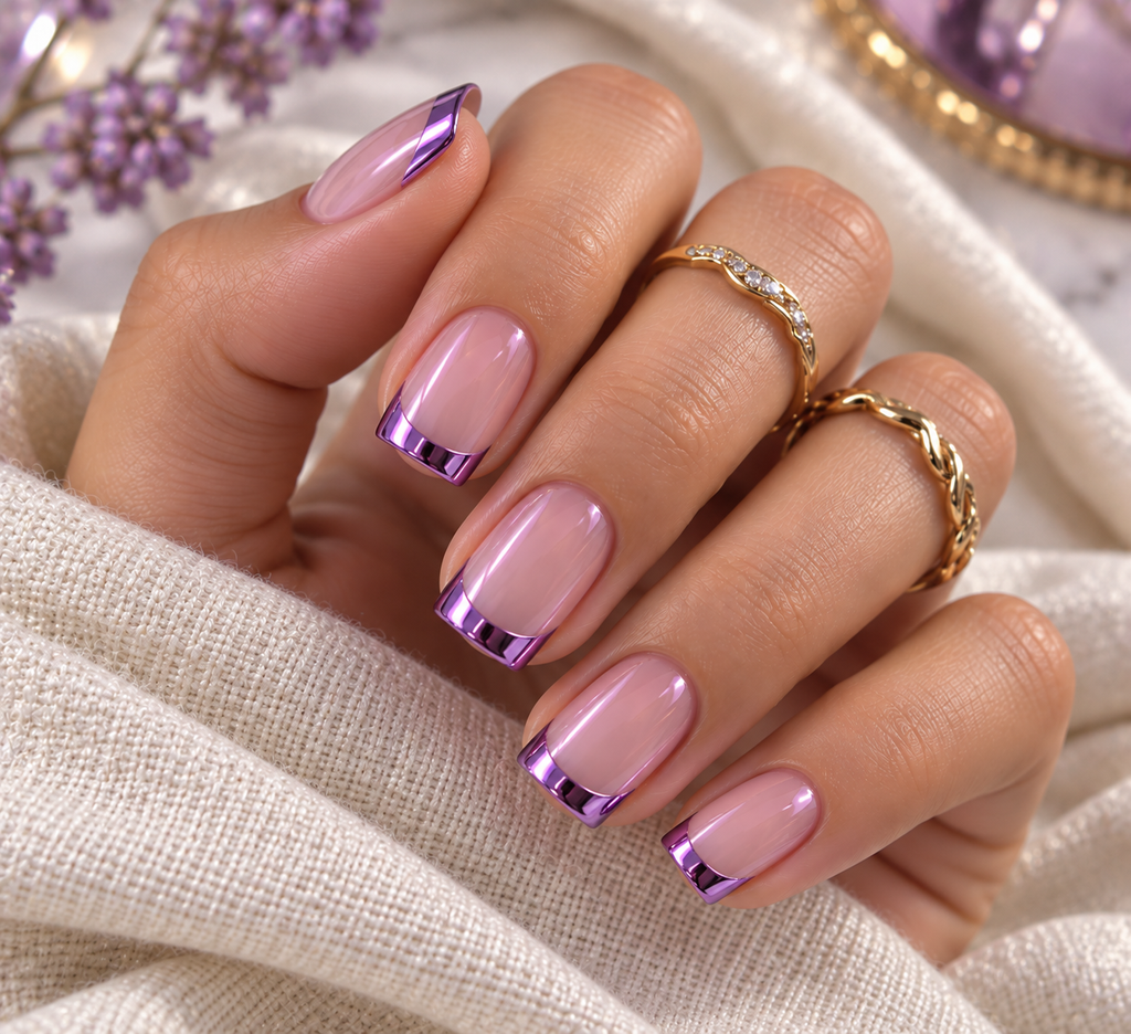  Purple Chrome French Tips