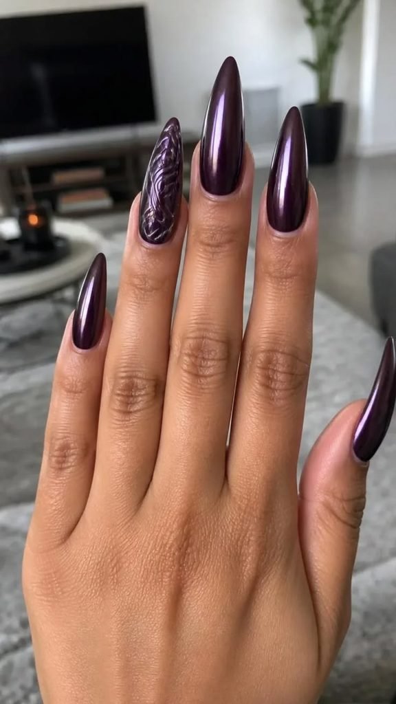 Purple Chrome Nails