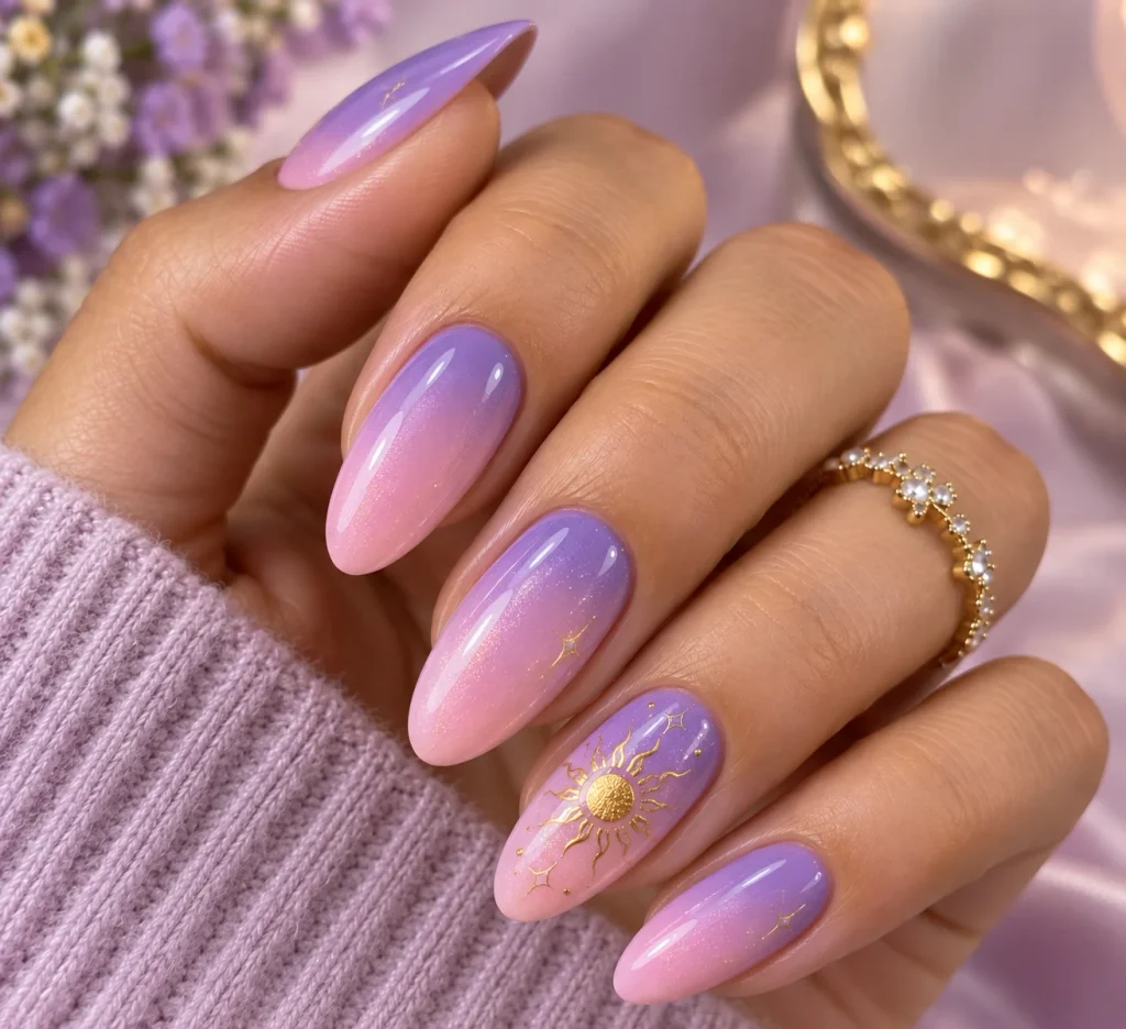 Purple-to-Pink Ombré Rapunzel Nails