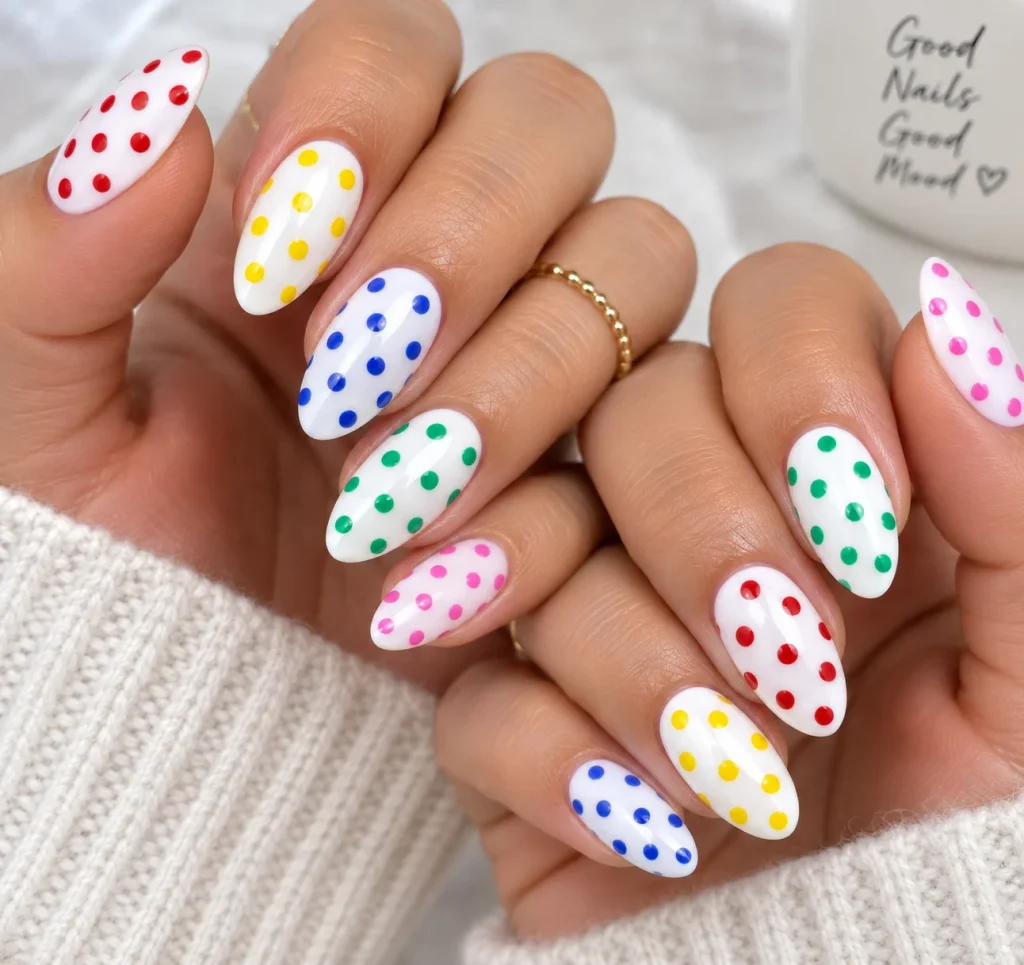 Rainbow Dots on White Base