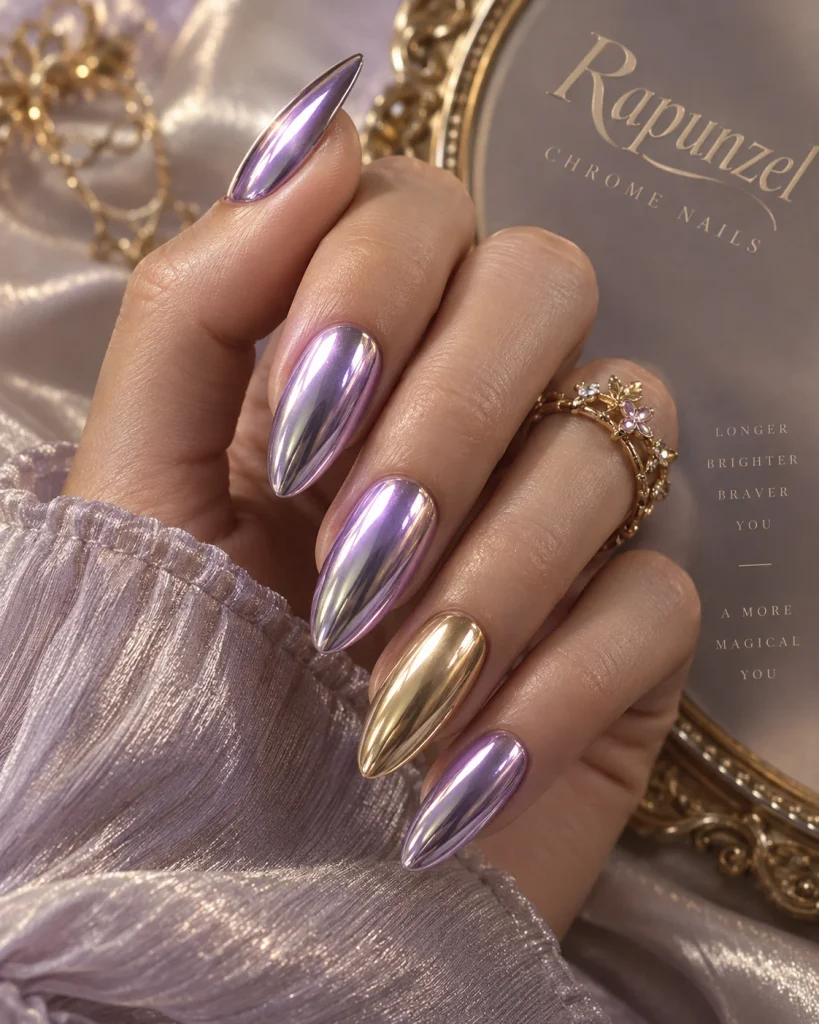 Rapunzel Chrome Nails