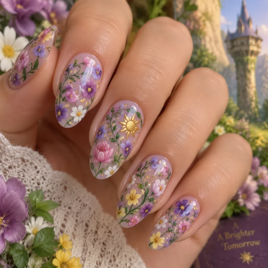 Rapunzel Flower Garden Nails