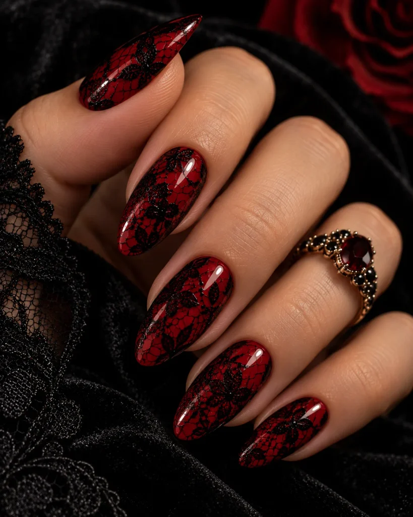  Red Lace Manicure