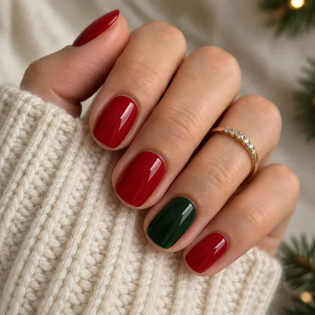 Red and Green Accent Nail