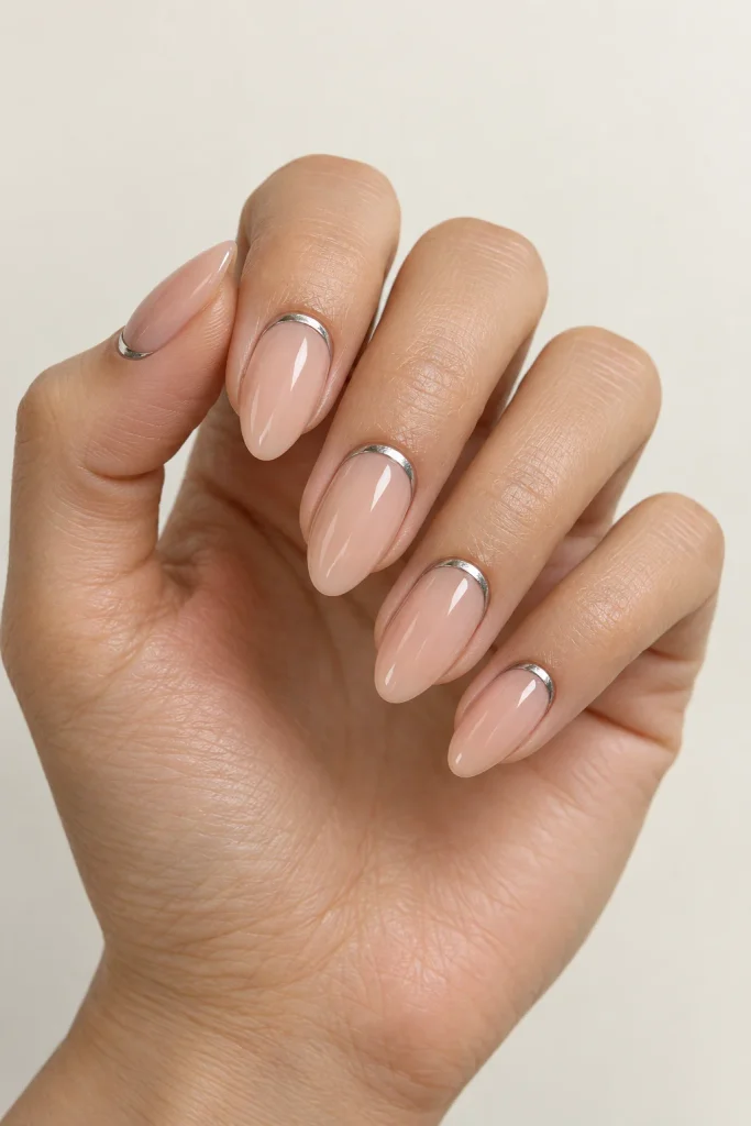 Reverse Chrome French Manicure 