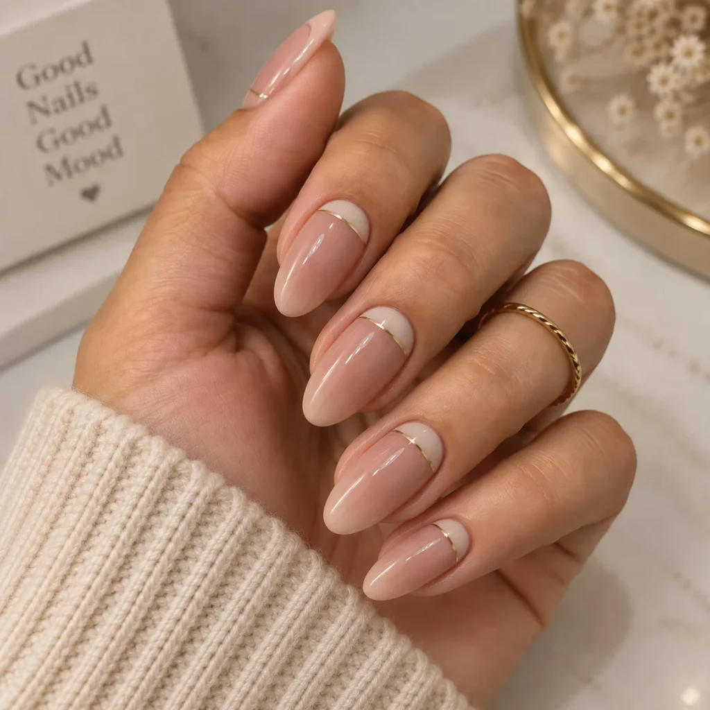 Reverse French Nude Nails