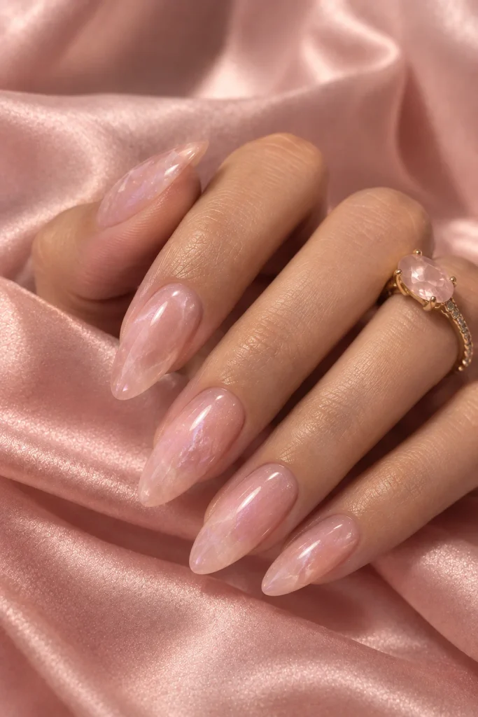 Rose Quartz Pink Nails