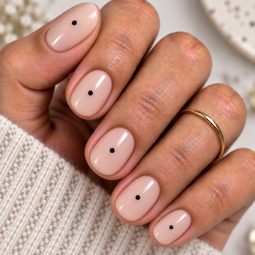Round Nails with Centered Single Dot