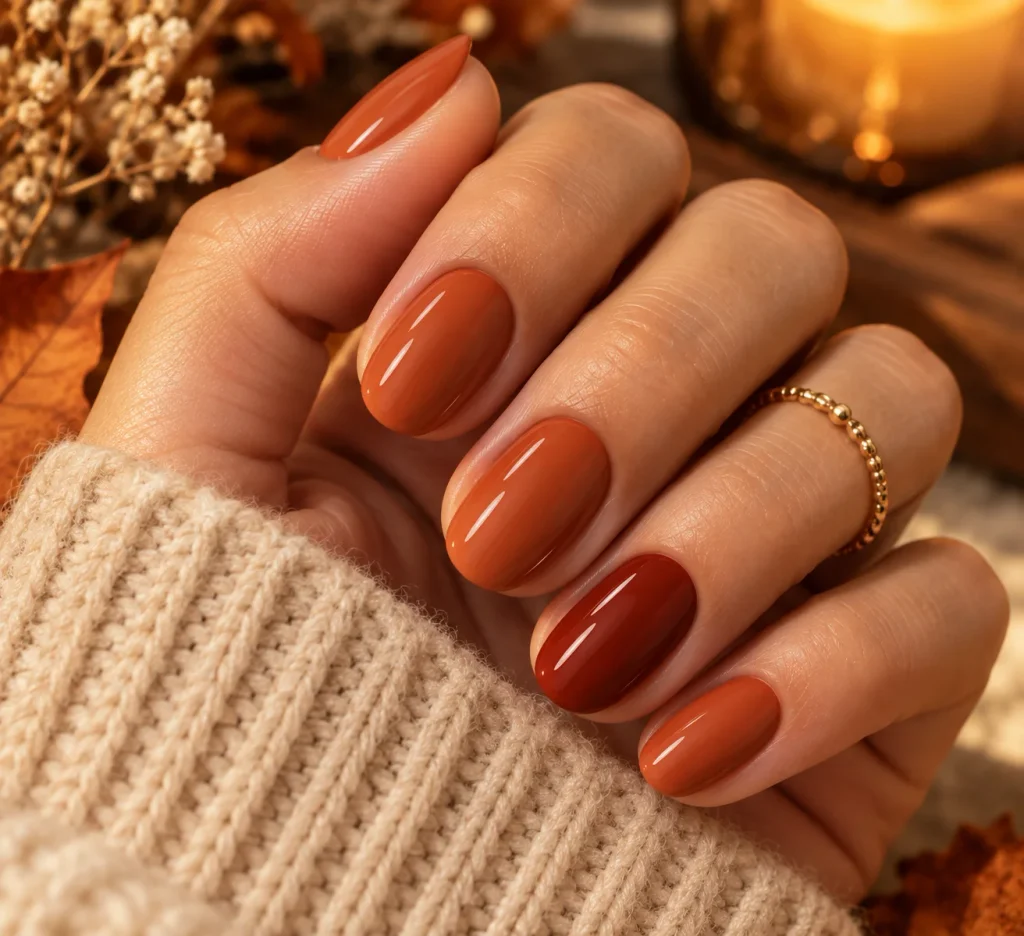 Rust and Terracotta Thanksgiving Nails