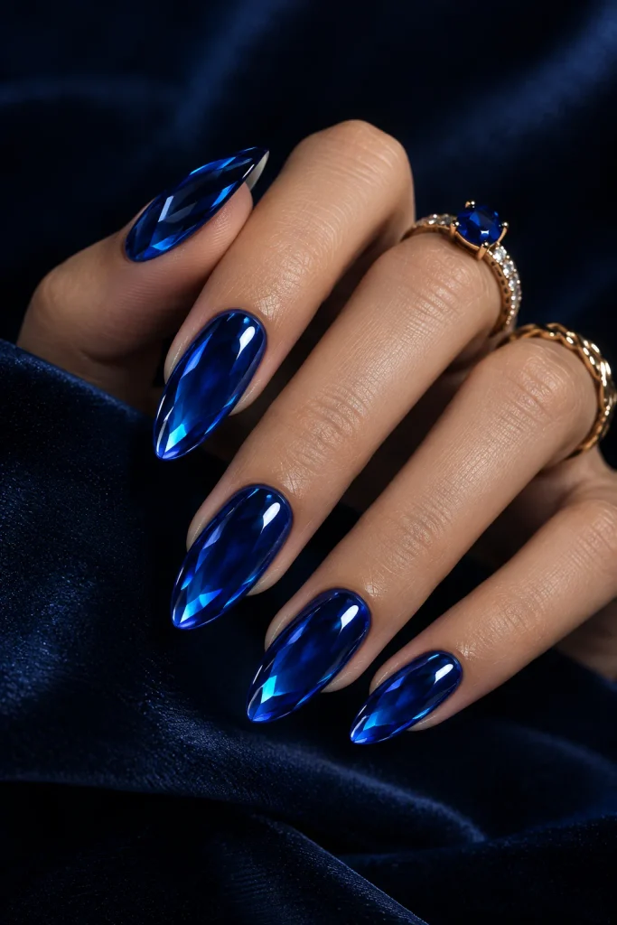 Sapphire Blue Glass Nails