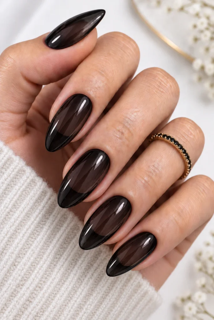 Sheer Black Jelly Nails