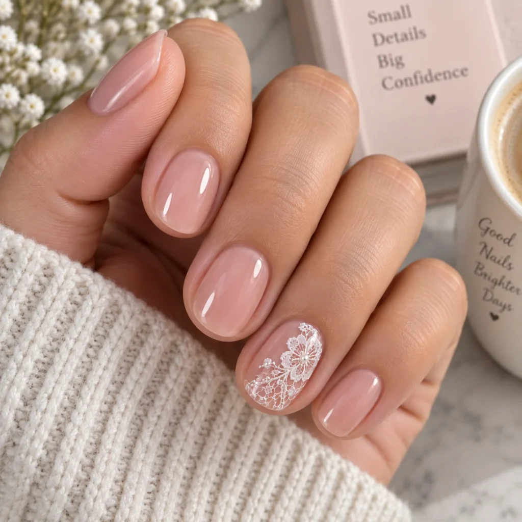  Short Nail Lace Design
