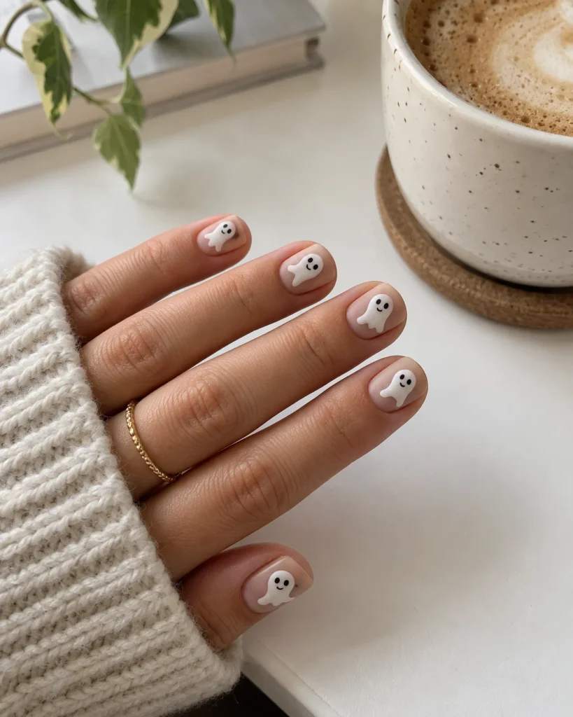 Short Square Ghost Face Nails