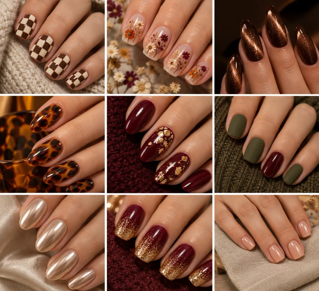 Short Square Natural Thanksgiving Nails