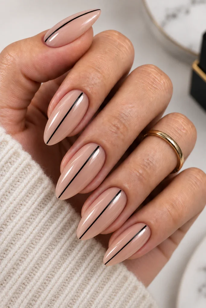 Single Black Line on Nude Base