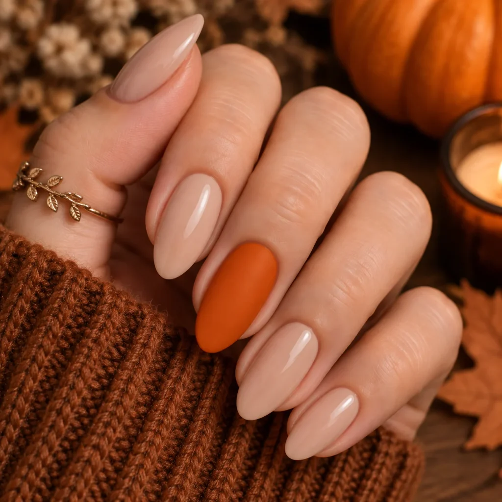 Single Orange Accent Nail