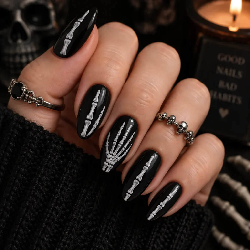 Skeleton Hand Nail Art