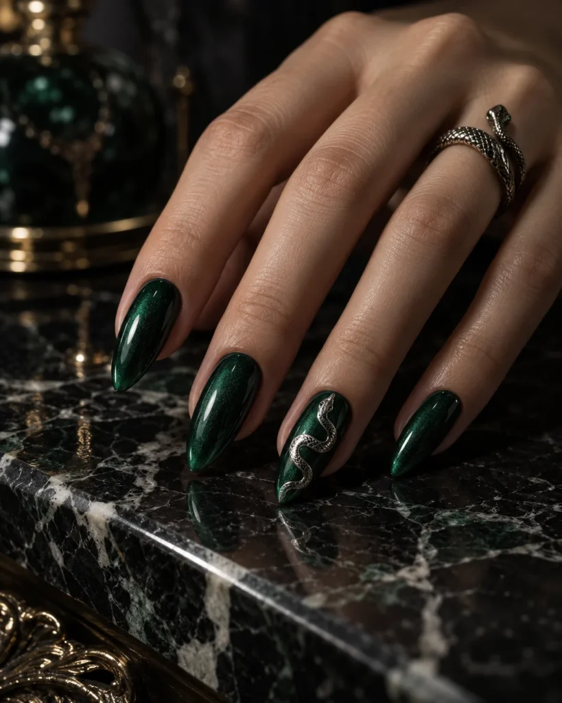 Slytherin Emerald with Silver Snake Accent