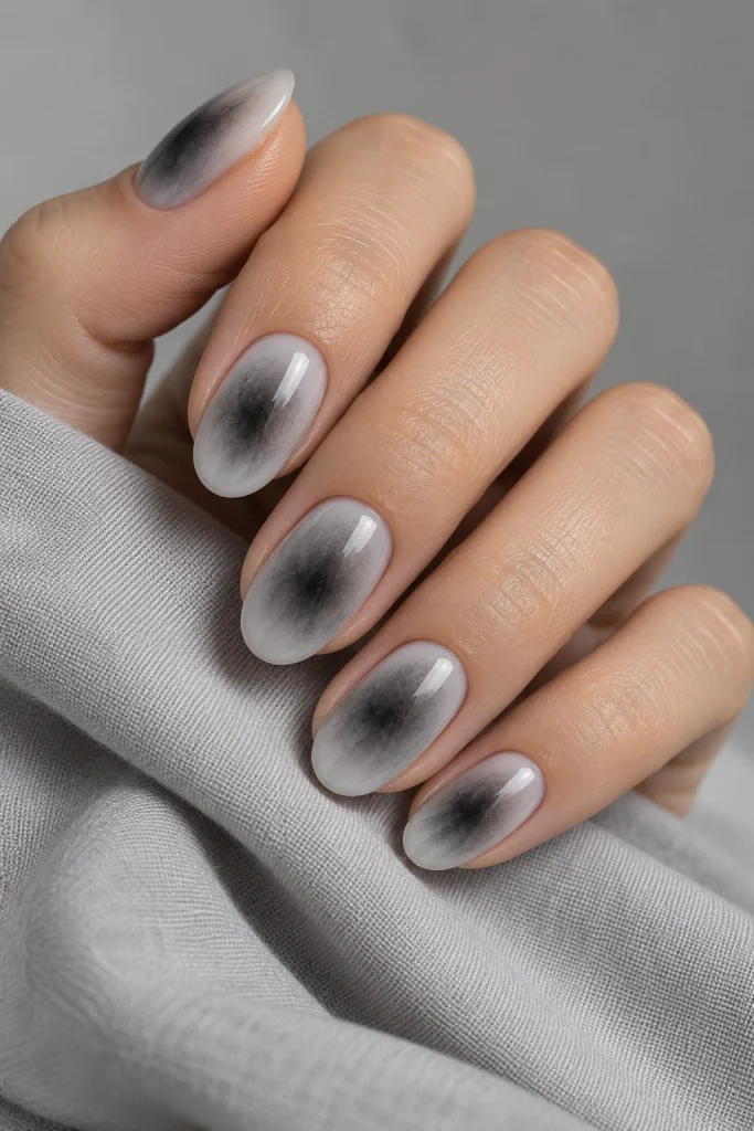 Smoky Black Aura Nails