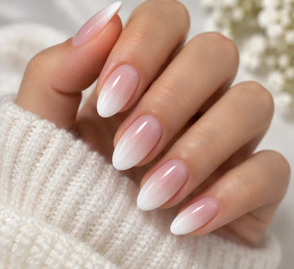 Soft Ombre White Hoco Manicures