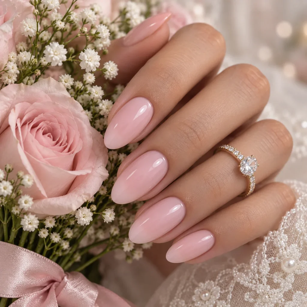 Soft Pink Wedding Nails