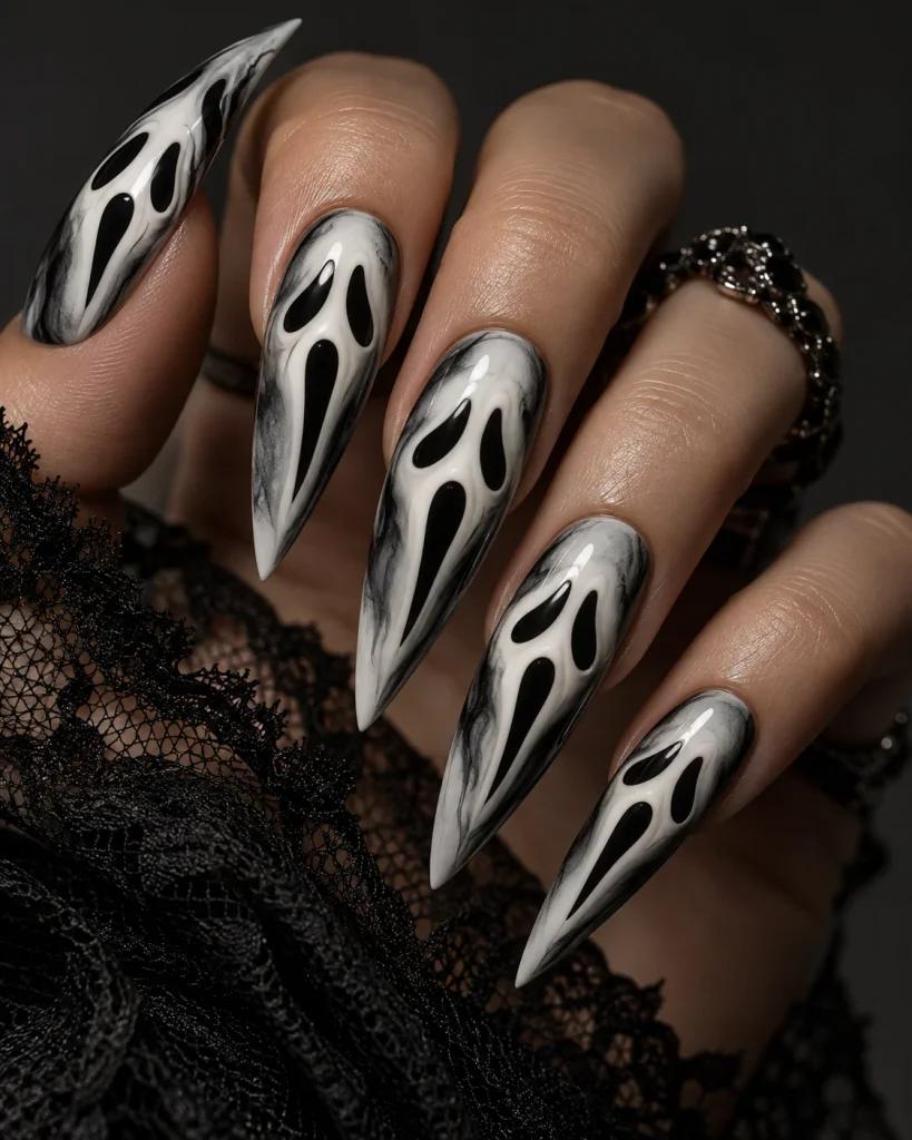Stiletto Ghost Face Nails