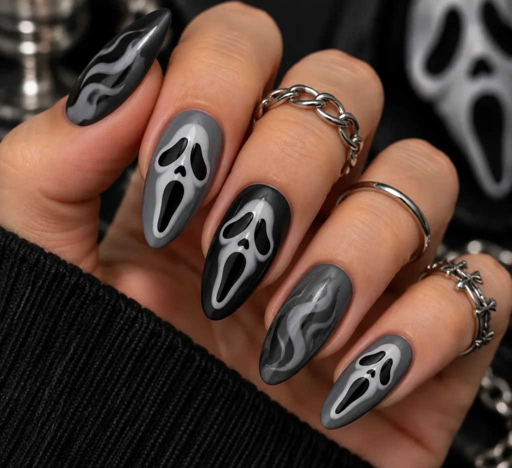 Tonal Grey Ghost Nails