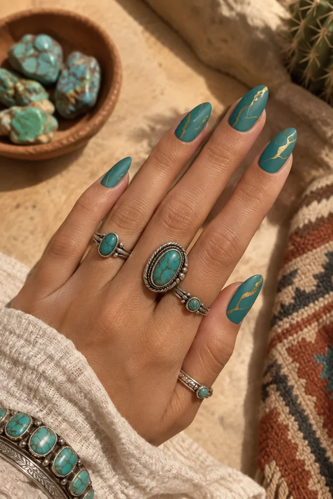 Turquoise Stone Nails