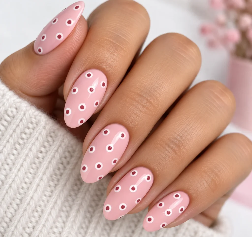 Two-Tone Polka Dot Nails Outlines