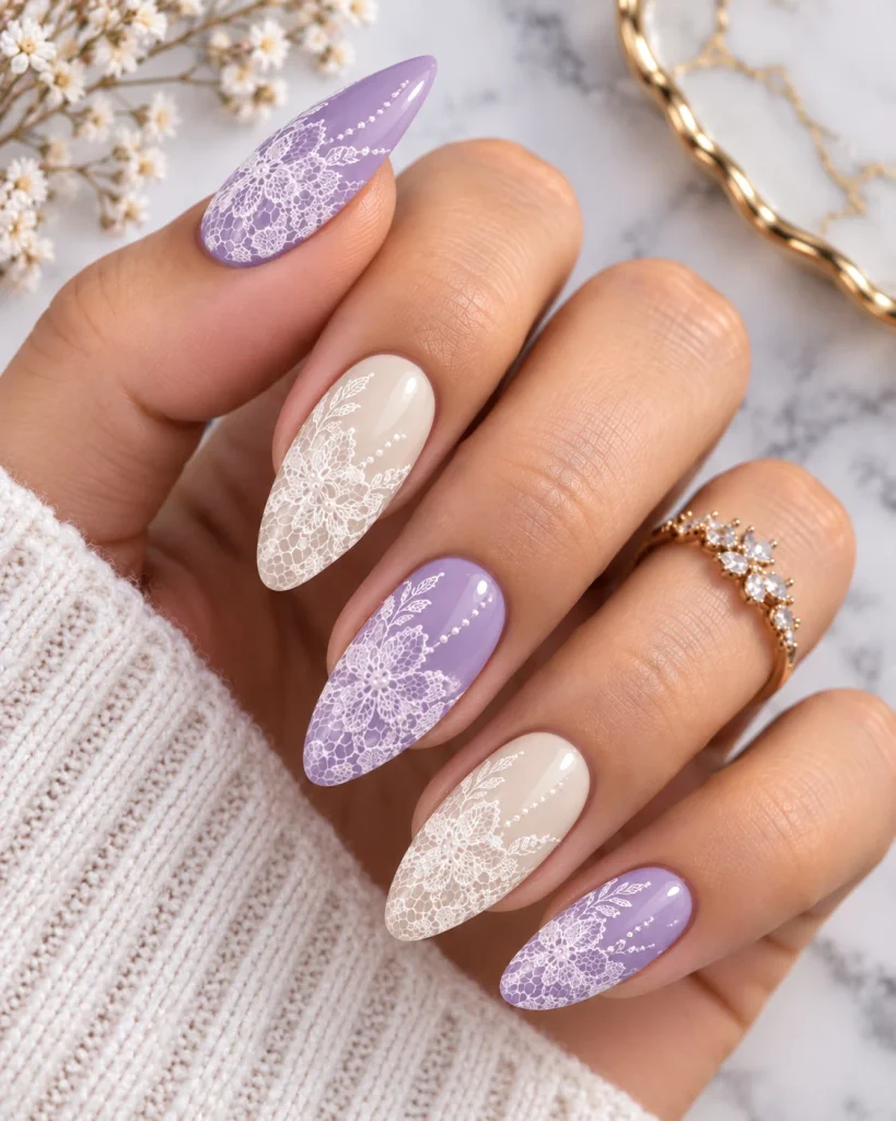 Two-Tone Lace Manicure