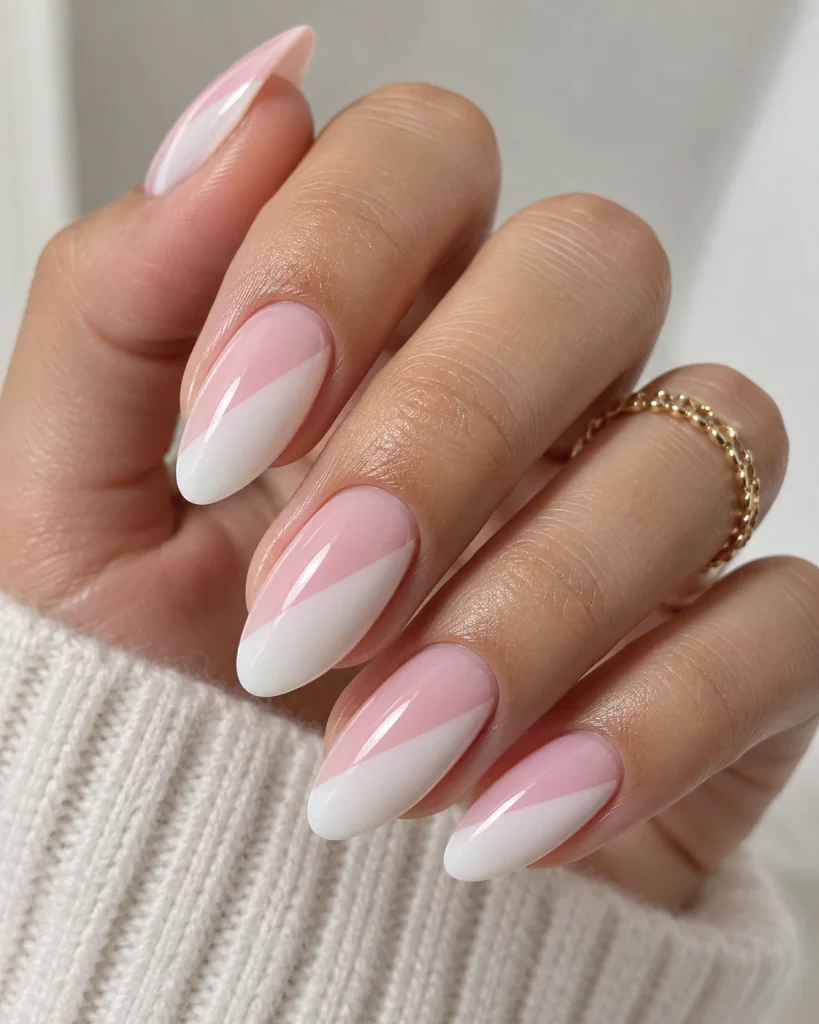 Two-Tone Pink and White Coquette Nails