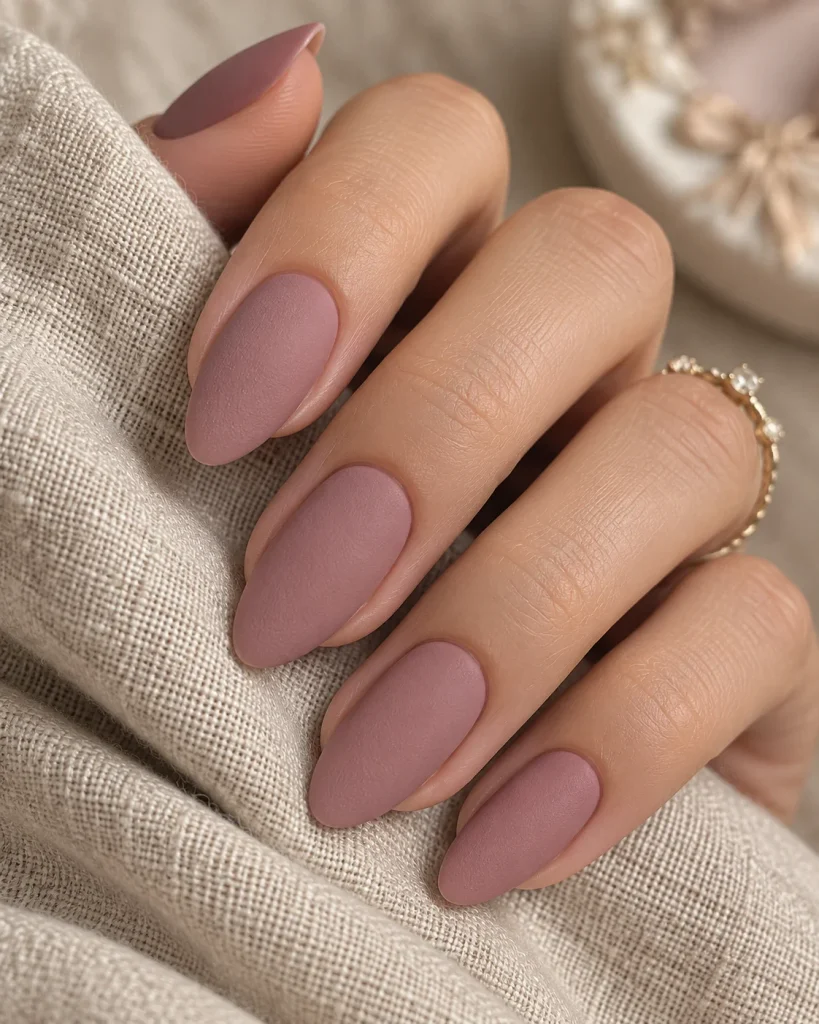  Velvet Matte Mauve Coquette Nails