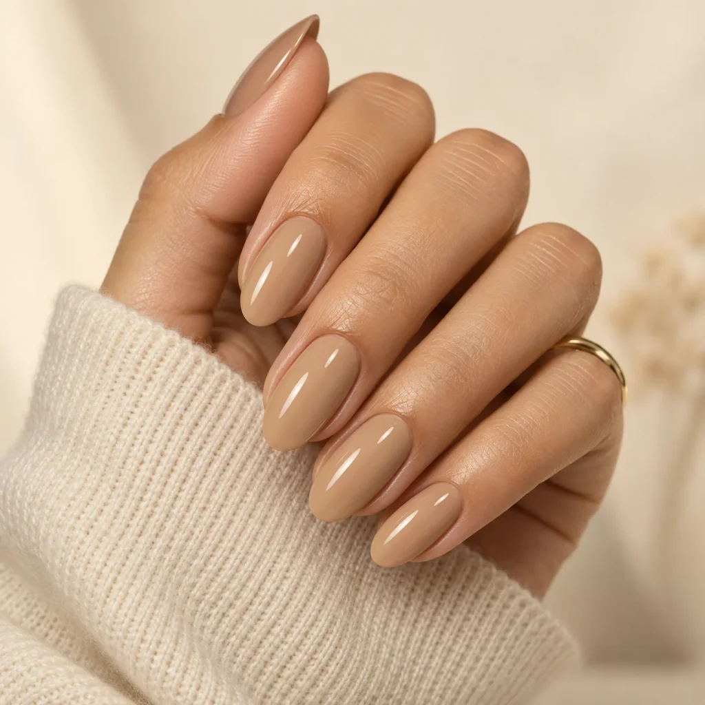 Warm Beige Nude Nails