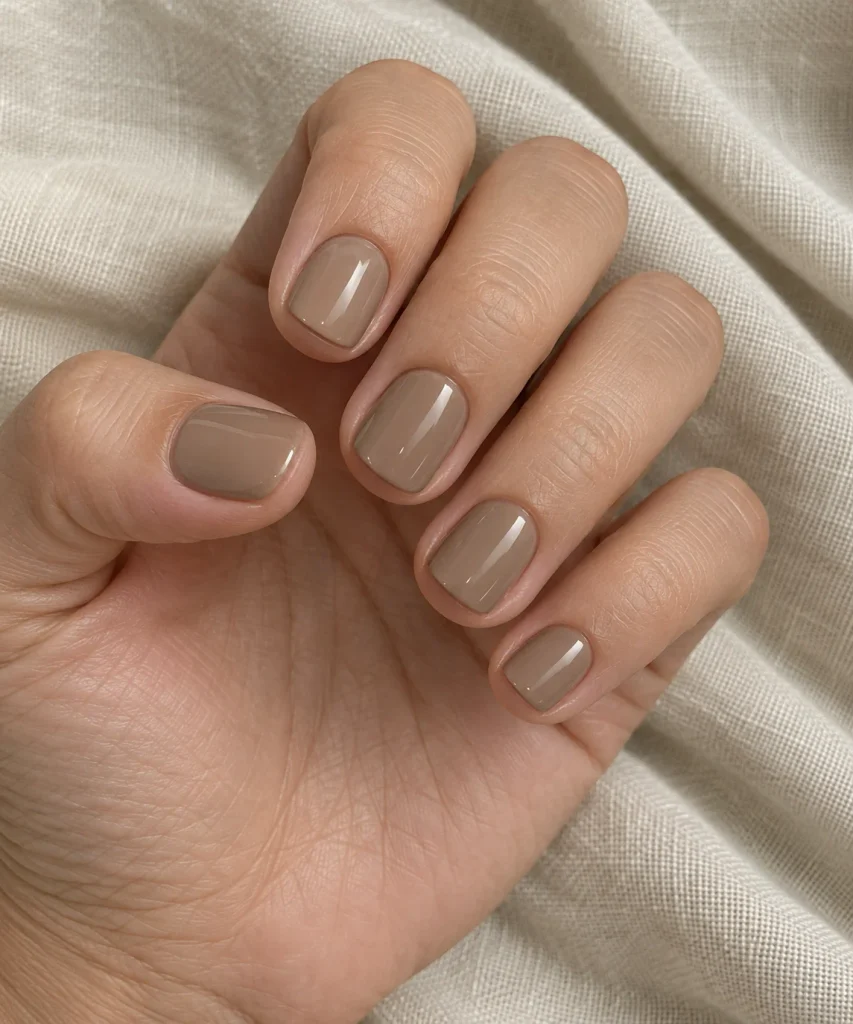 Warm Taupe Short Nails